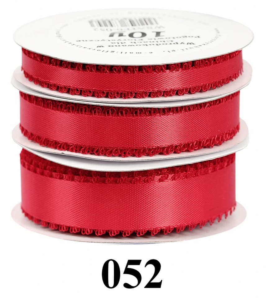 Wstążka satynowa z frędzlami, 9mm/10y, c.czerwona