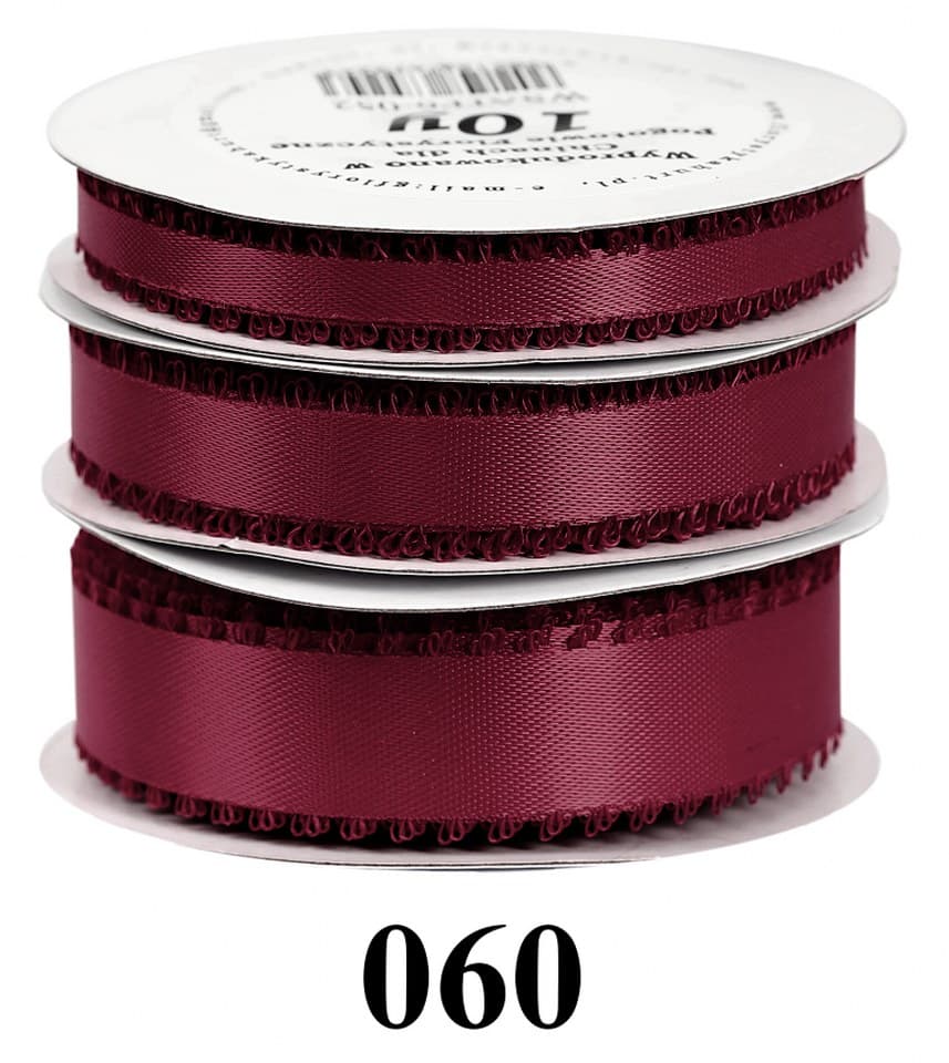 Wstążka satynowa z frędzlami, 9mm/10y, bordowa