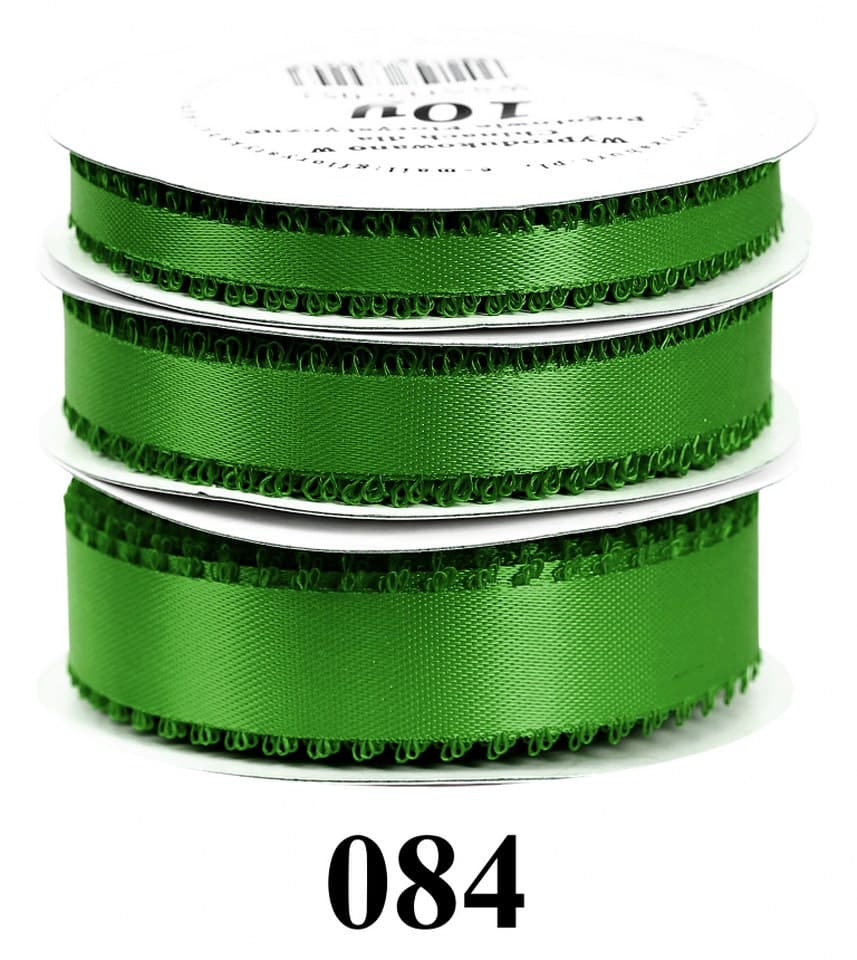 Wstążka satynowa z frędzlami, 9mm/10y, trawa