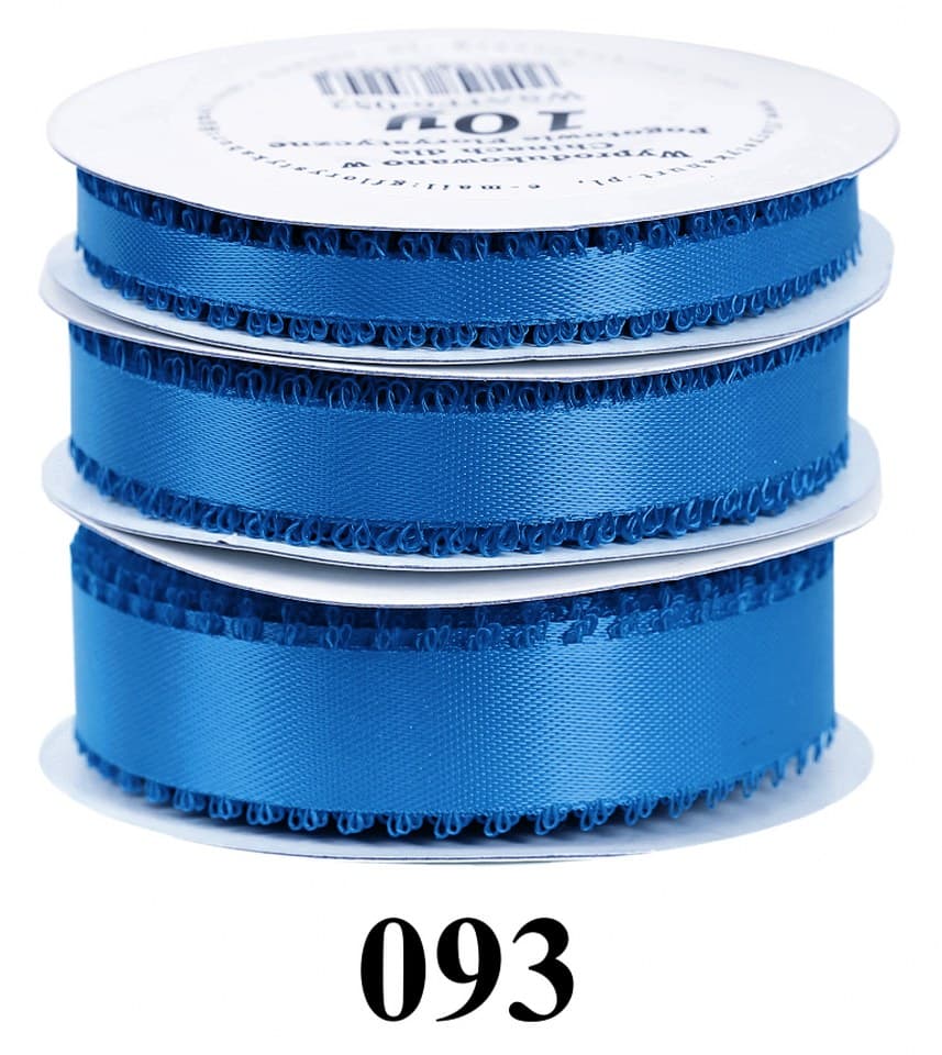 Wstążka satynowa z frędzlami, 9mm/10y, chabrowa