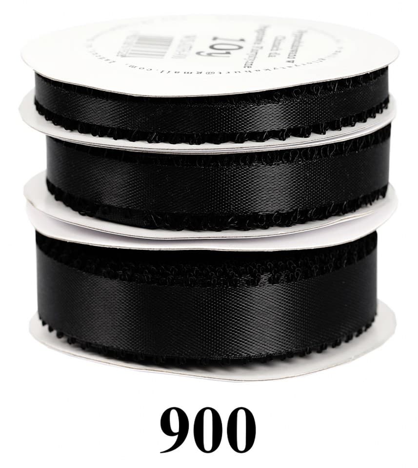 Wstążka satynowa z frędzlami, 9mm/10y, czarna