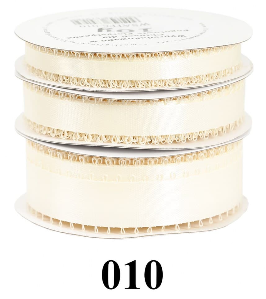 Wstążka satynowa z frędzlami, 15mm/10y, kremowa