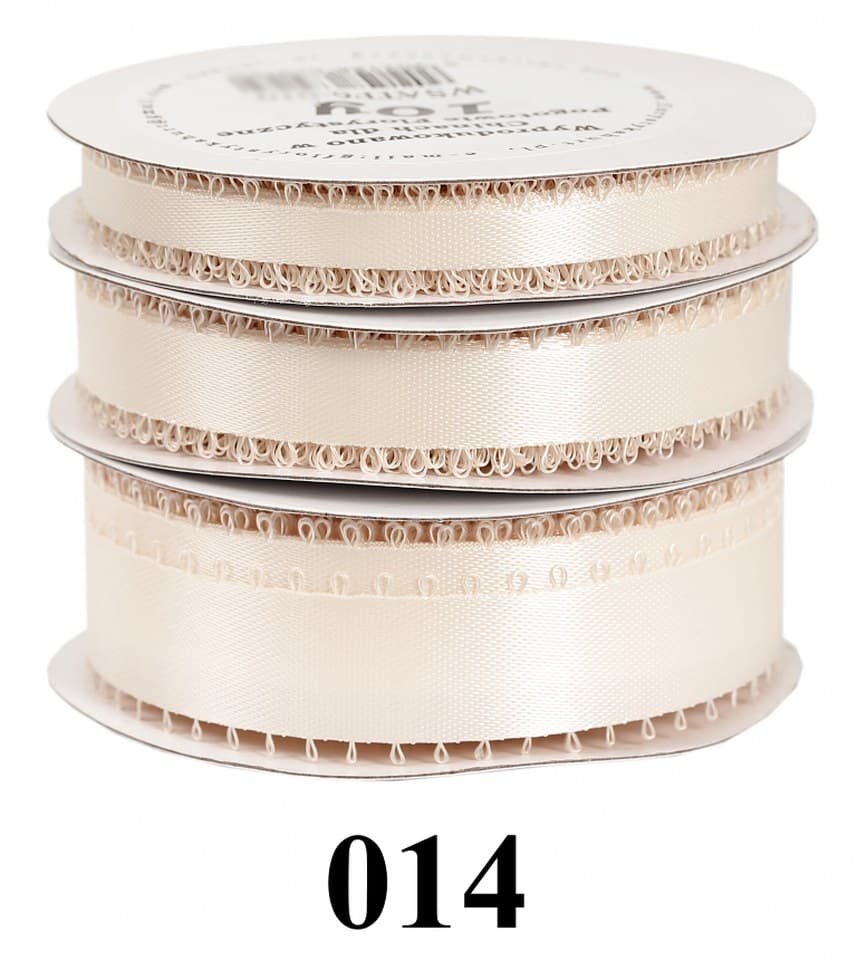 Wstążka satynowa z frędzlami, 15mm/10y, beżowa