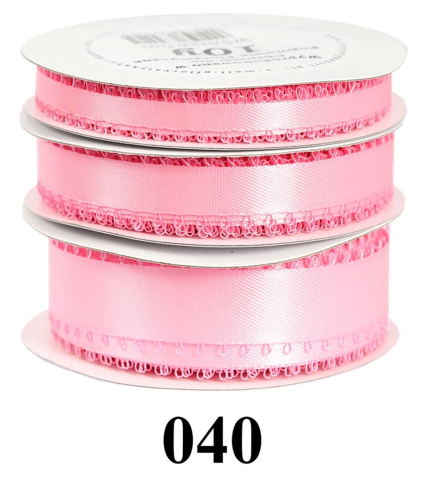 Wstążka satynowa z frędzlami, 15mm/10y, różowa