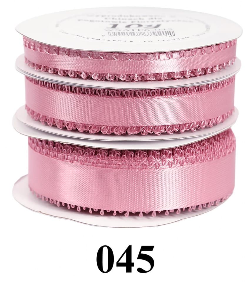 Wstążka satynowa z frędzlami, 15mm/10y, brudny róż