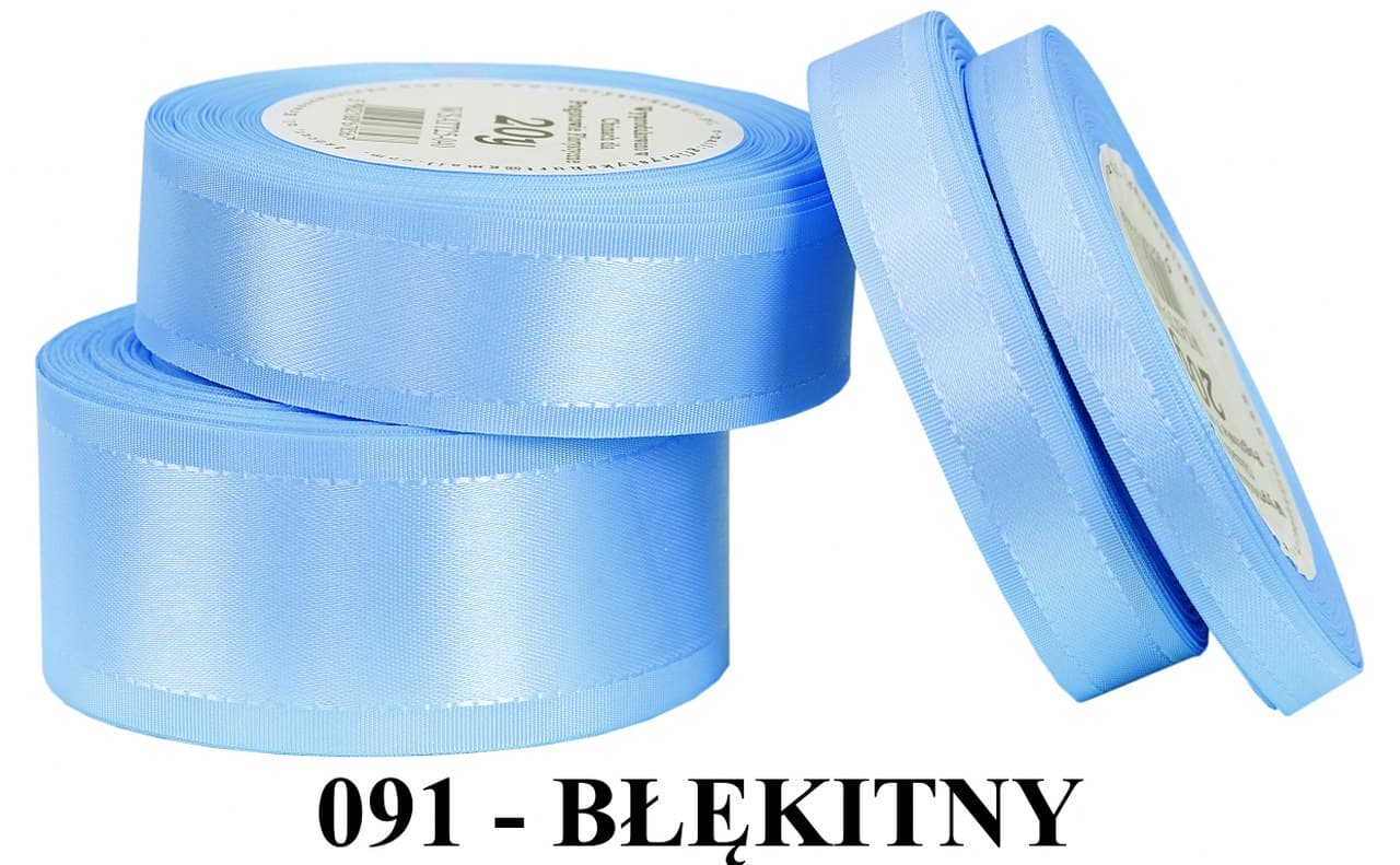 Wstążka z paskami satyna/tafta 38mm/20y, błękitna