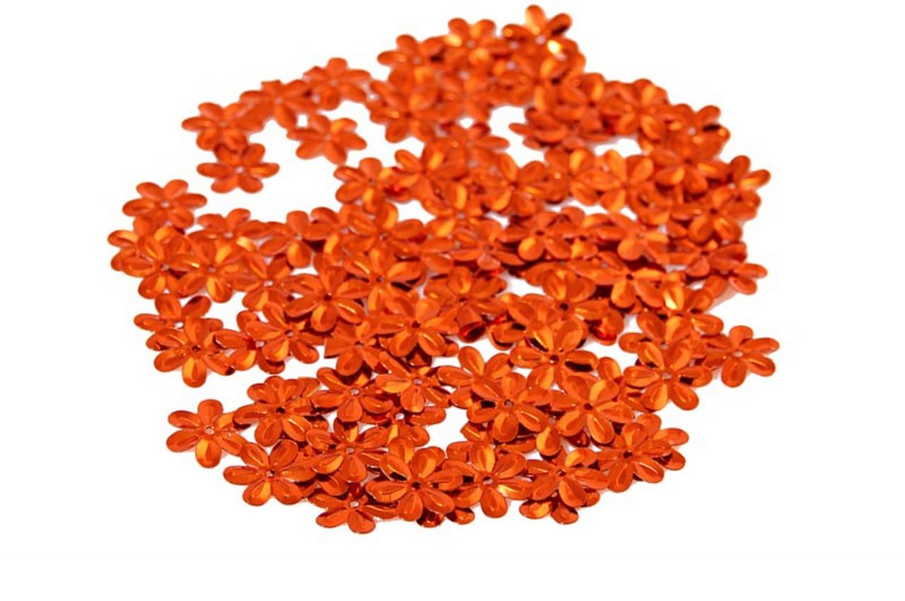 Cekiny kwiatki duże 15mm/5gram pomarańczowe