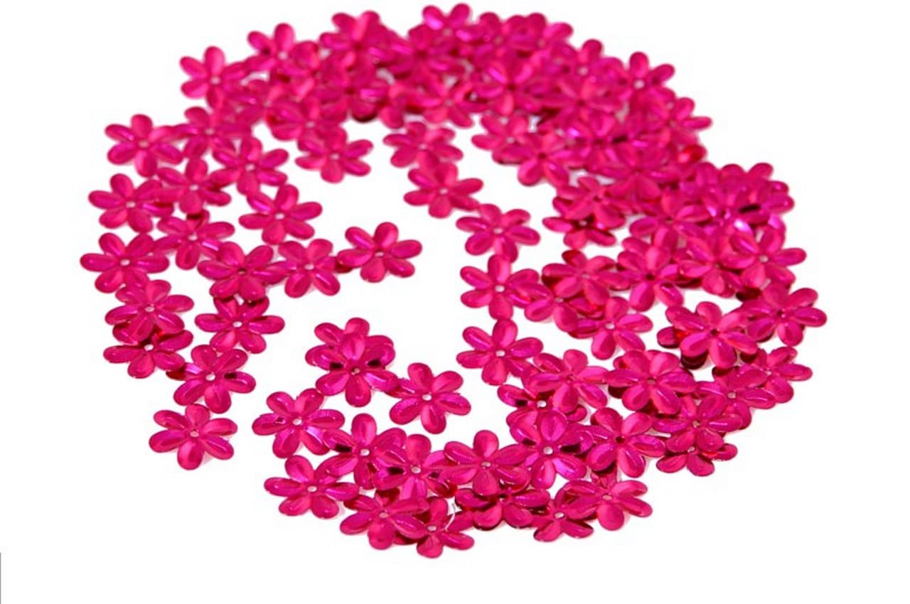 Cekiny kwiatki duże 15mm/5gram amarantowe