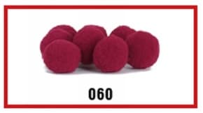 Pompony welurowe, śr.1cm/20szt, bordowe