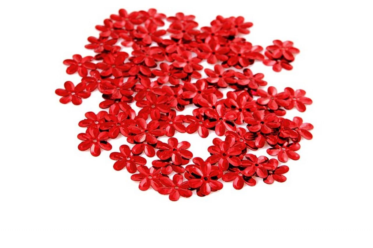 Cekiny kwiatki duże 15mm/5gram czerwone