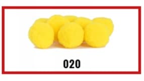 Pompony welurowe, śr.2cm/20szt, żółte