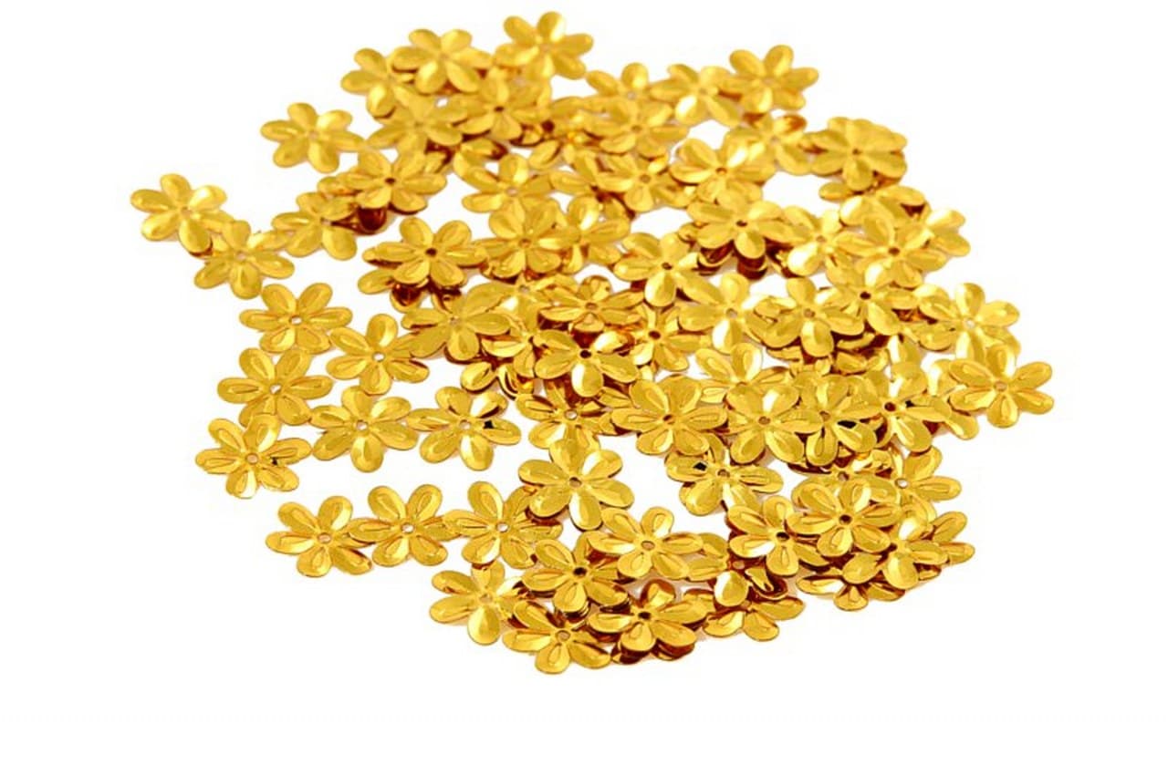 Cekiny kwiatki duże 15mm/5gram złote