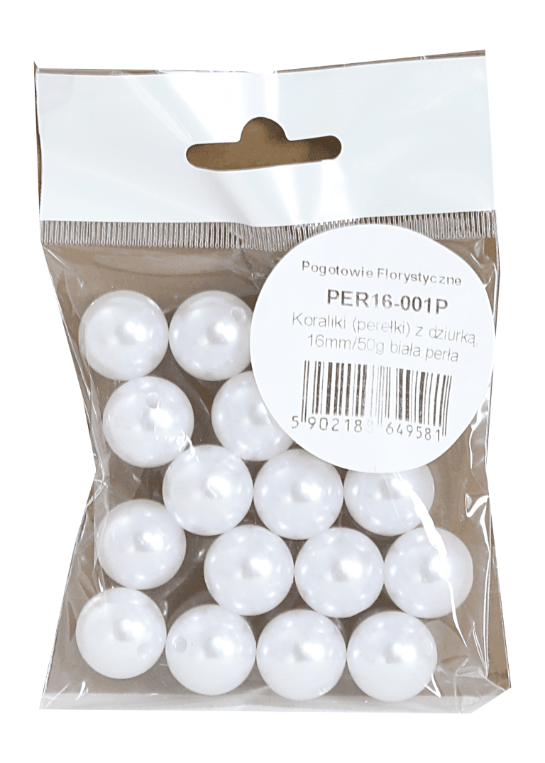 Perełki z dziurką, 14mm/50g, białe perłowe