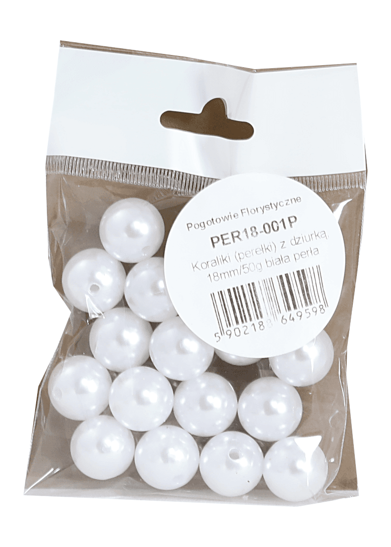 Perełki z dziurką, 18mm/50g, białe perłowe