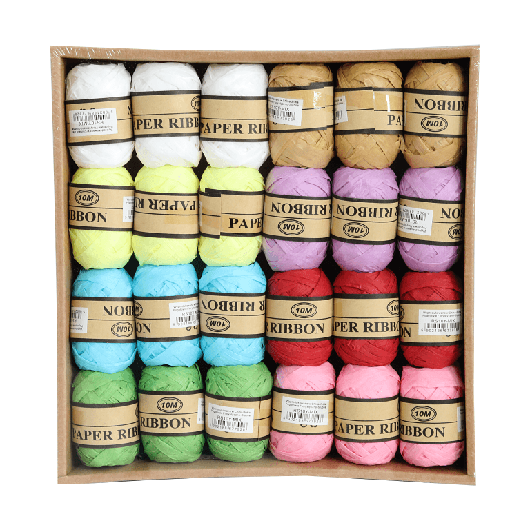 Rafia syntetyczna, 24szt/9mb, mix kolorów