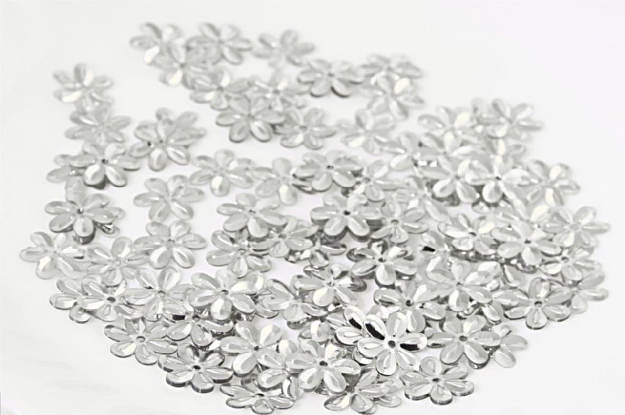 Cekiny kwiatki duże 15mm/5gram srebrne