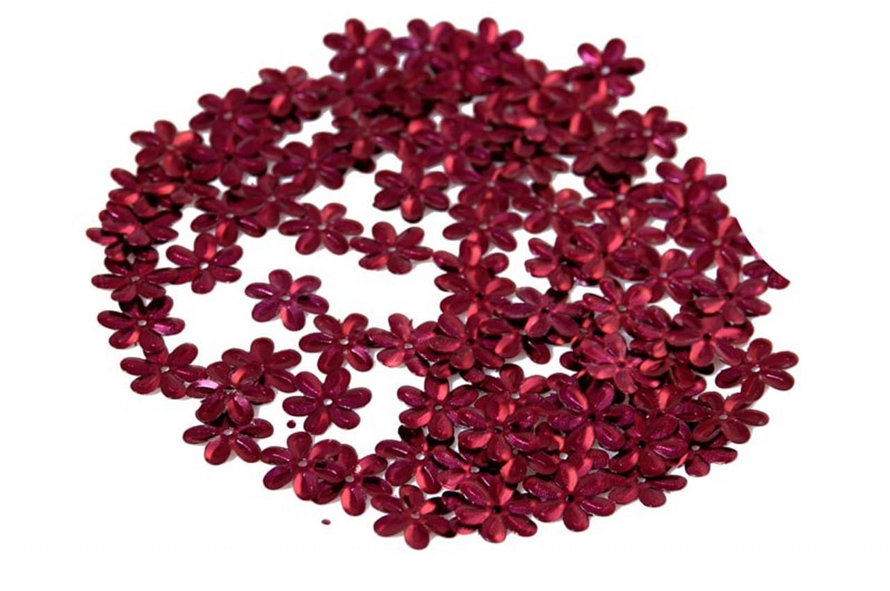 Cekiny kwiatki małe 8mm/5gram bordowe