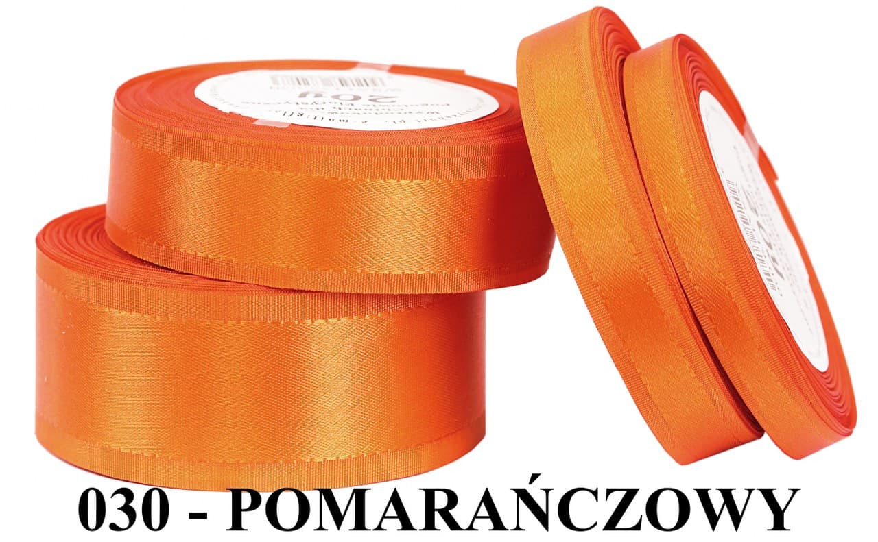 Wstążka z paskami satyna/tafta 25mm/20y, pomarańcz