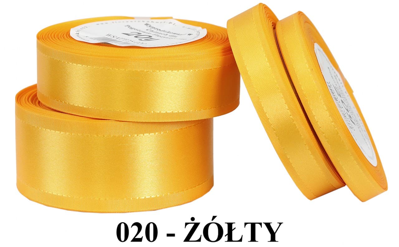 Wstążka z paskami satyna/tafta 15mm/20y, żółta