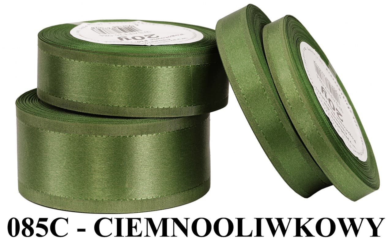 Wstążka z paskami satyna/tafta 15mm/20y, c.oliwka