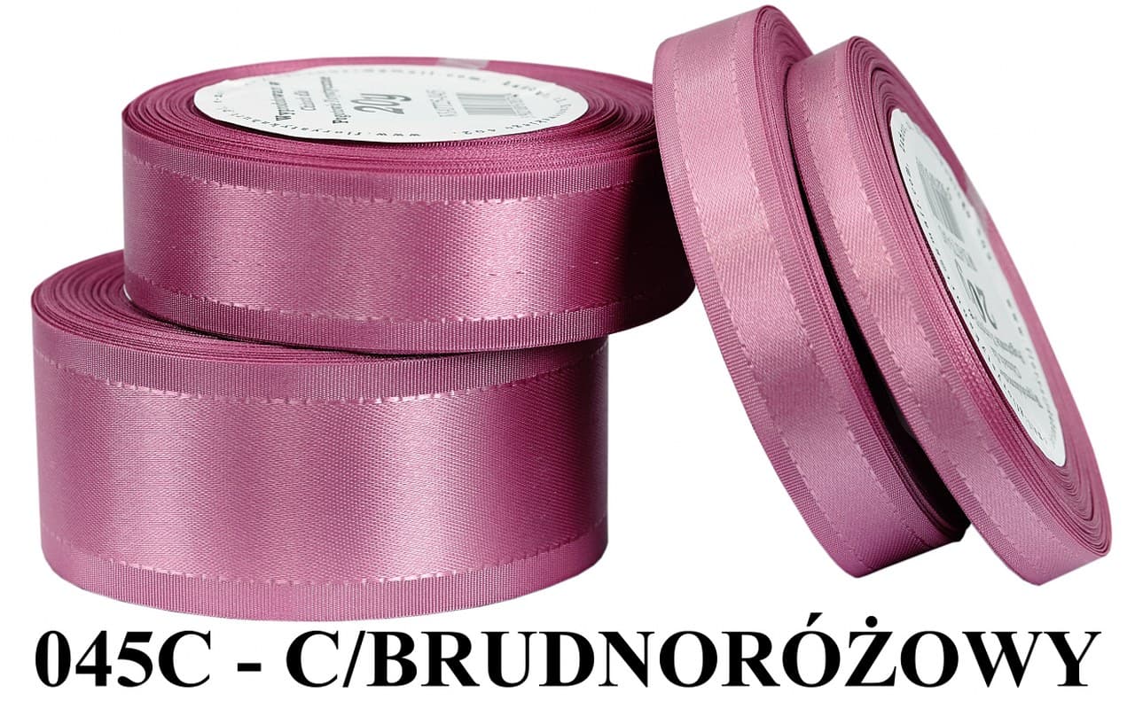 Wstążka z paskami sat/tafta 38mm/20y, c.brudny róż