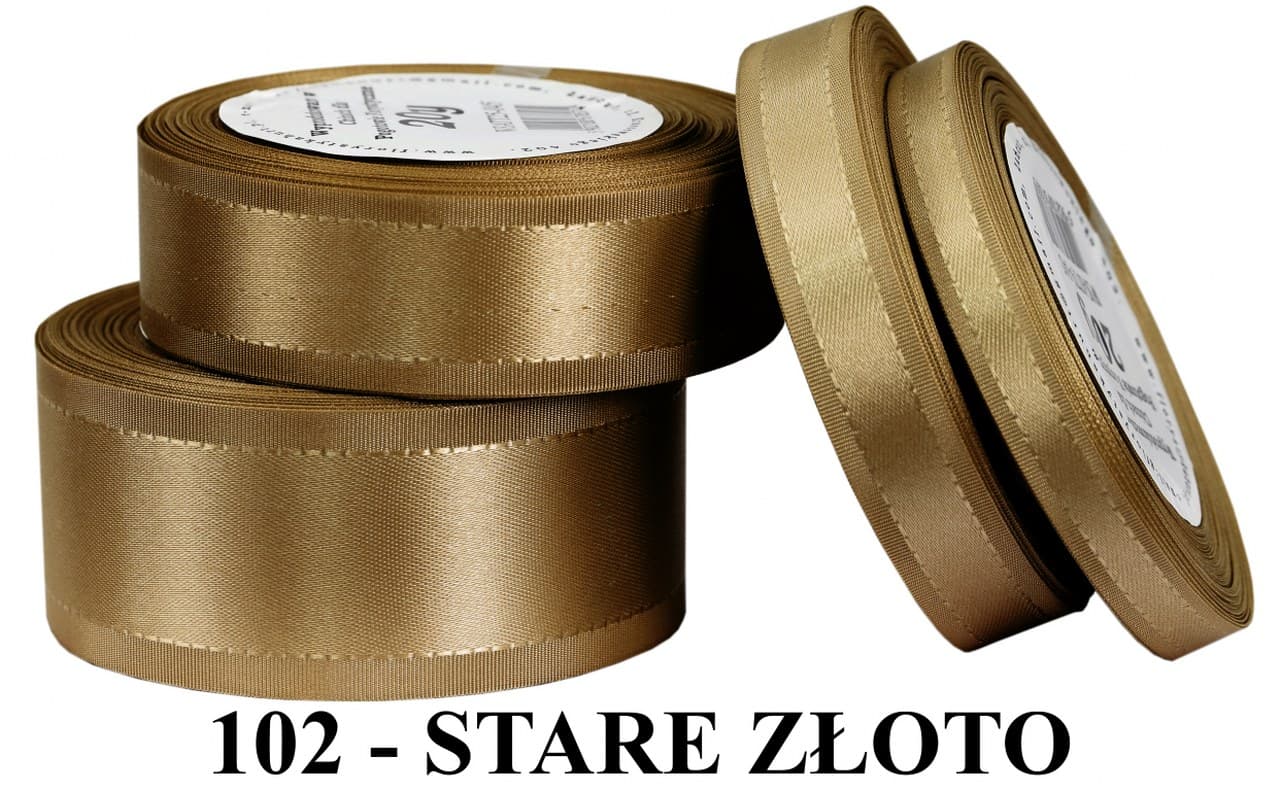 Wstążka z paskami satyna/tafta 38mm/20 stare złoto