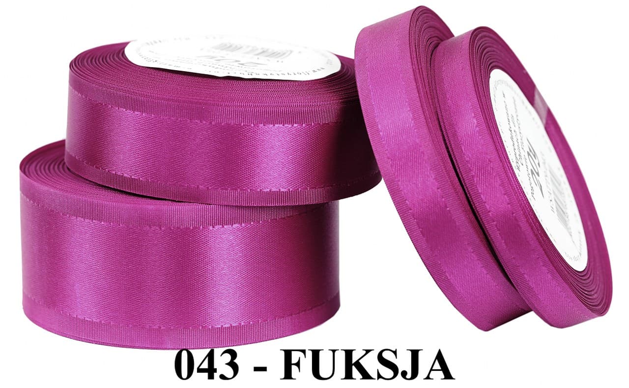 Wstążka z paskami satyna/tafta 9mm/20y, fuksja