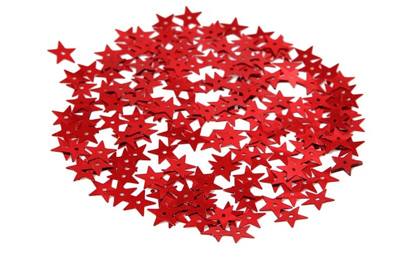 Cekiny gwiazdki duże 13mm/5gram czerwone