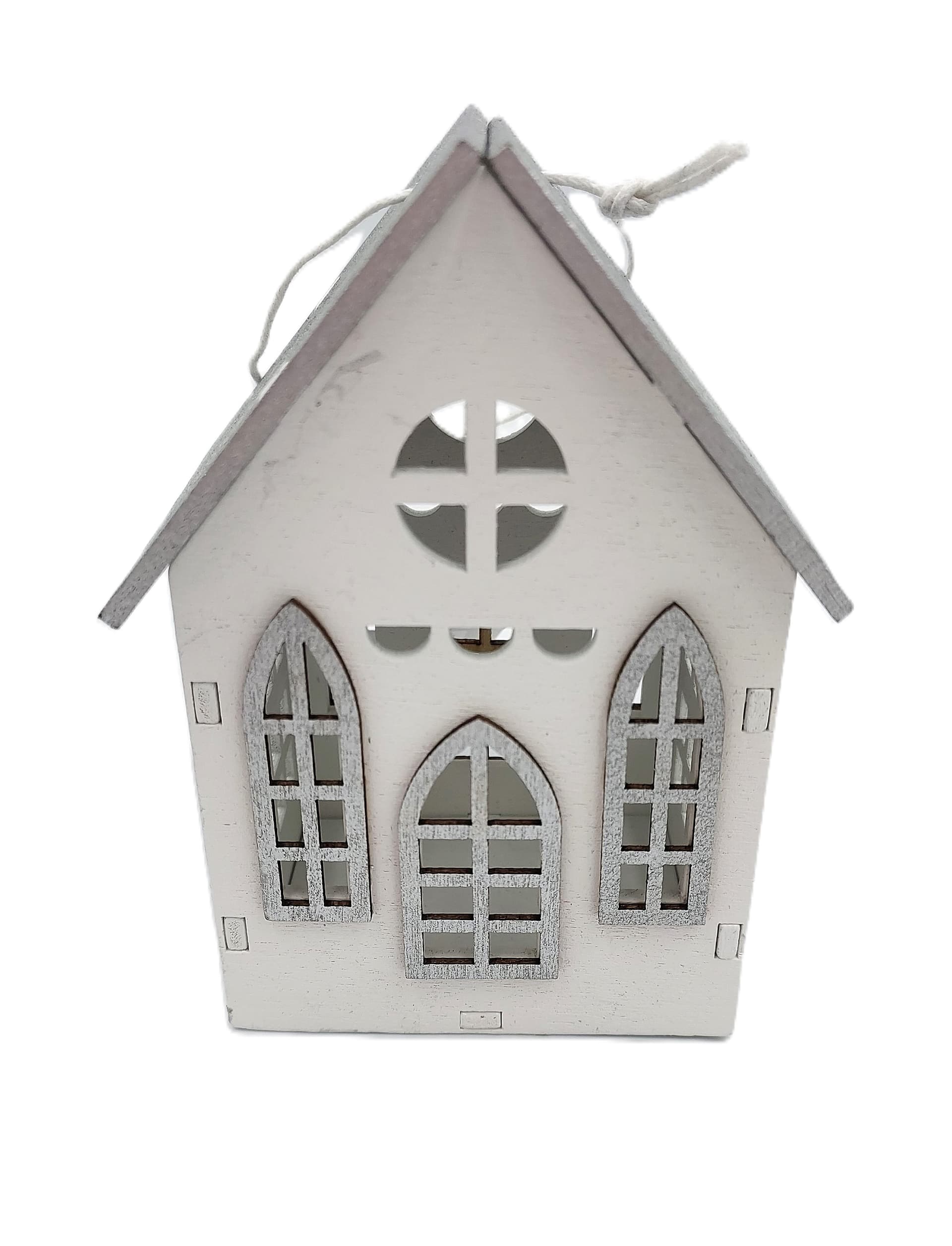 Zawieszka domek drewniany Srebrny dach 3D 5x7x10cm