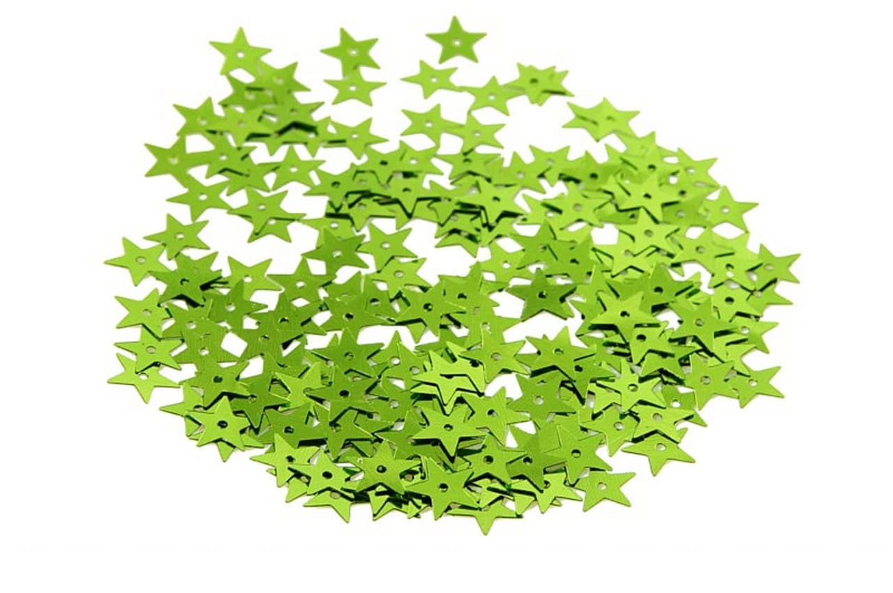 Cekiny gwiazdki duże 13mm/5gram jasnozielone