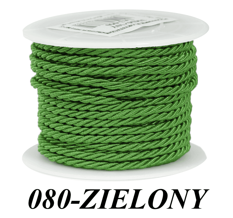 Sznur atłasowy skręcany, 3mm/10y, zielony