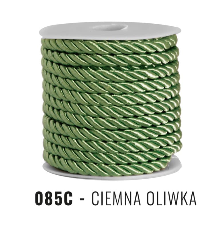 Sznur atłasowy skręcany, 6mm/10y, oliwka