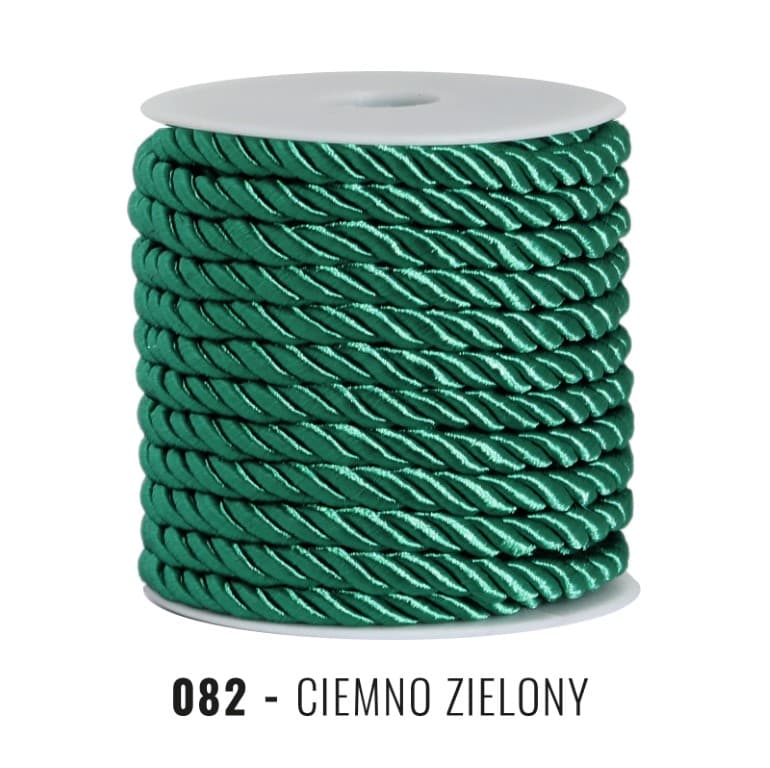 Sznur atłasowy skręcany śr.6mm/10y, ciemnozielony