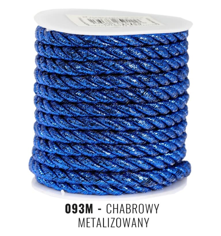 Sznur atłasowy metalizowany, 6mm/10y, chabrowy