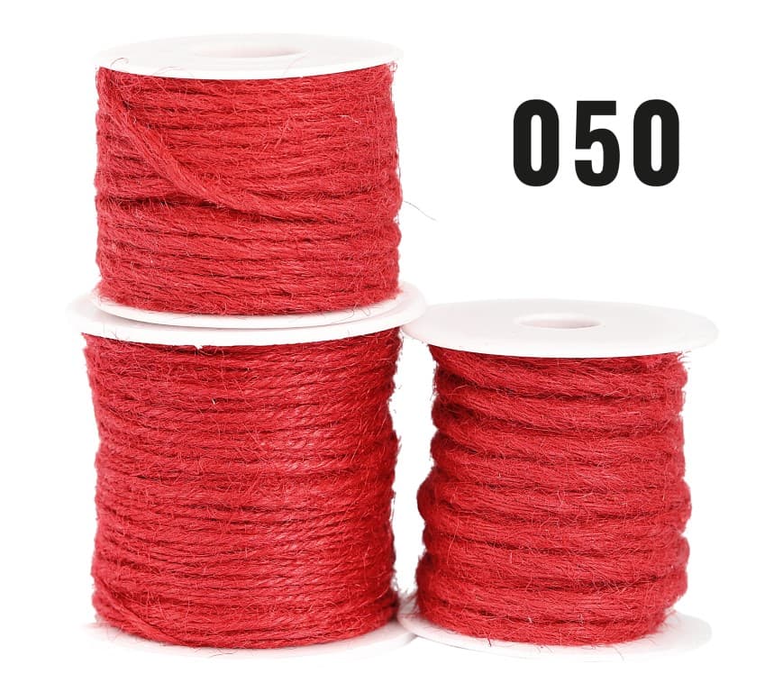 Sznurek jutowy pleciony, 3mm/10mb, czerwony