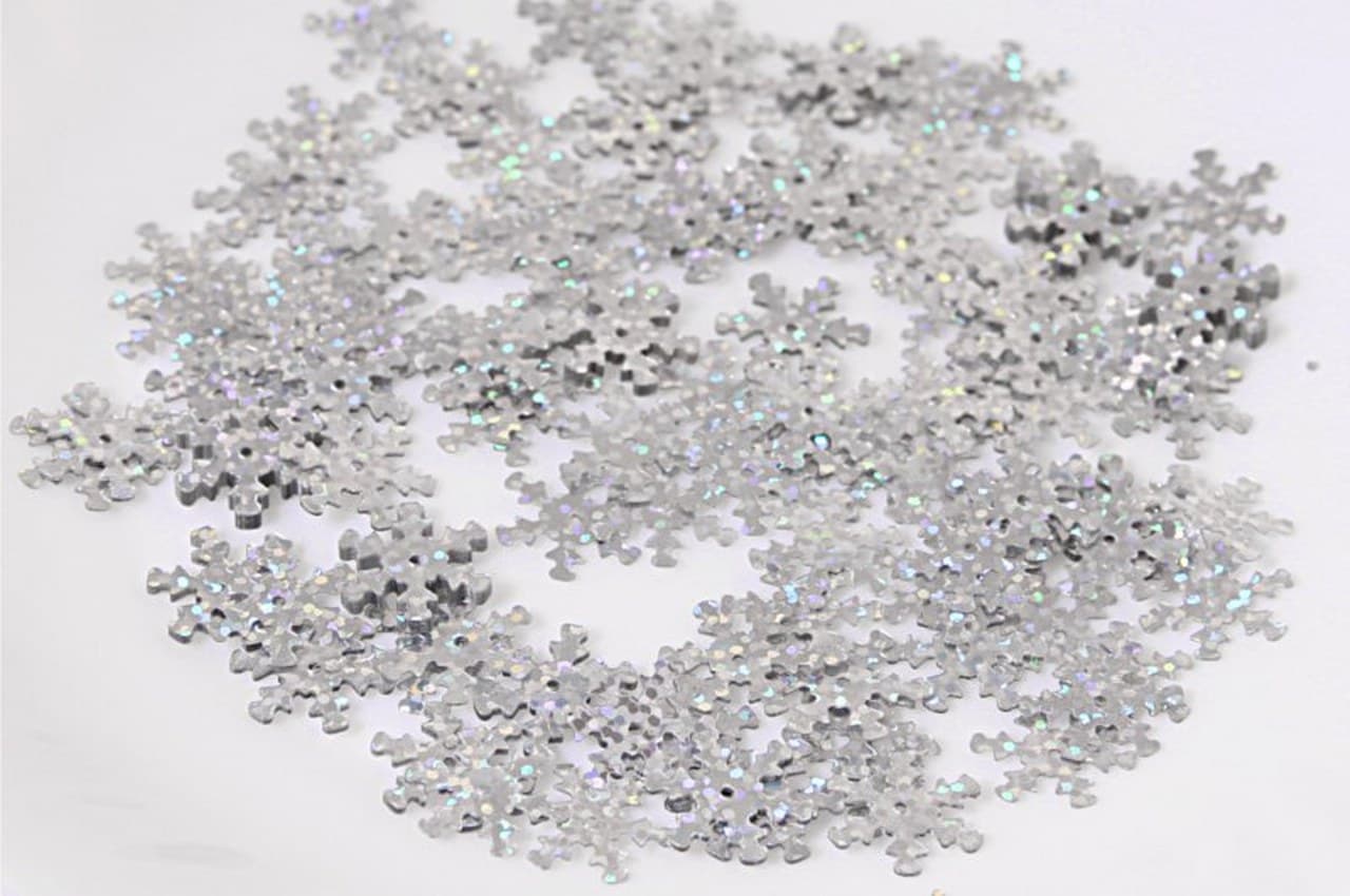 Cekiny śnieżynki 15mm/5gram srebrne brokat