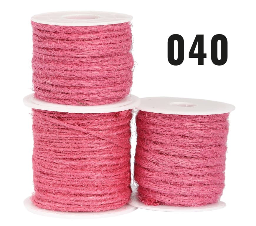 Sznurek jutowy pleciony, 5mm/5mb, różowy