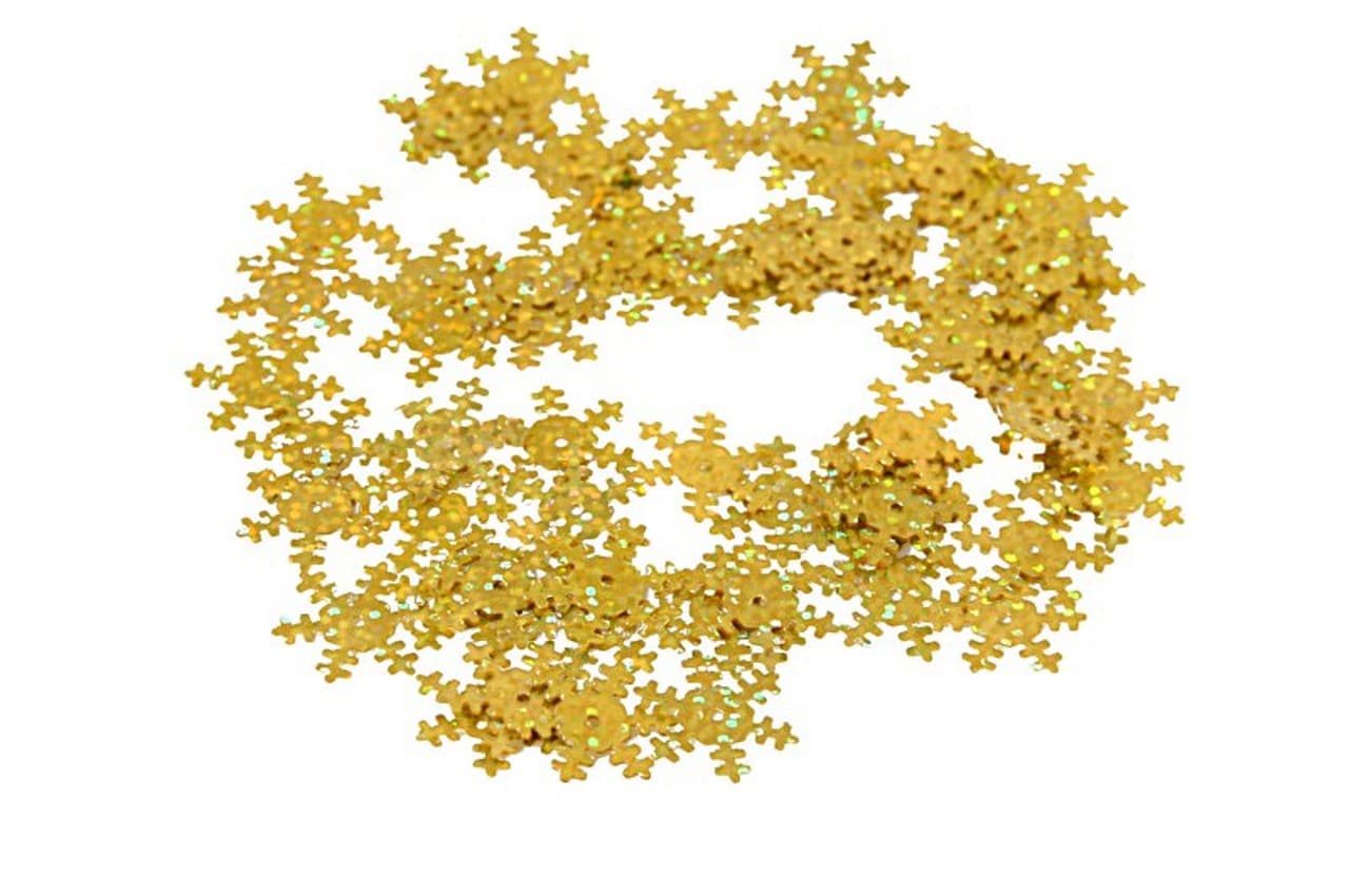 Cekiny śnieżynki 18mm/5gram złote brokat