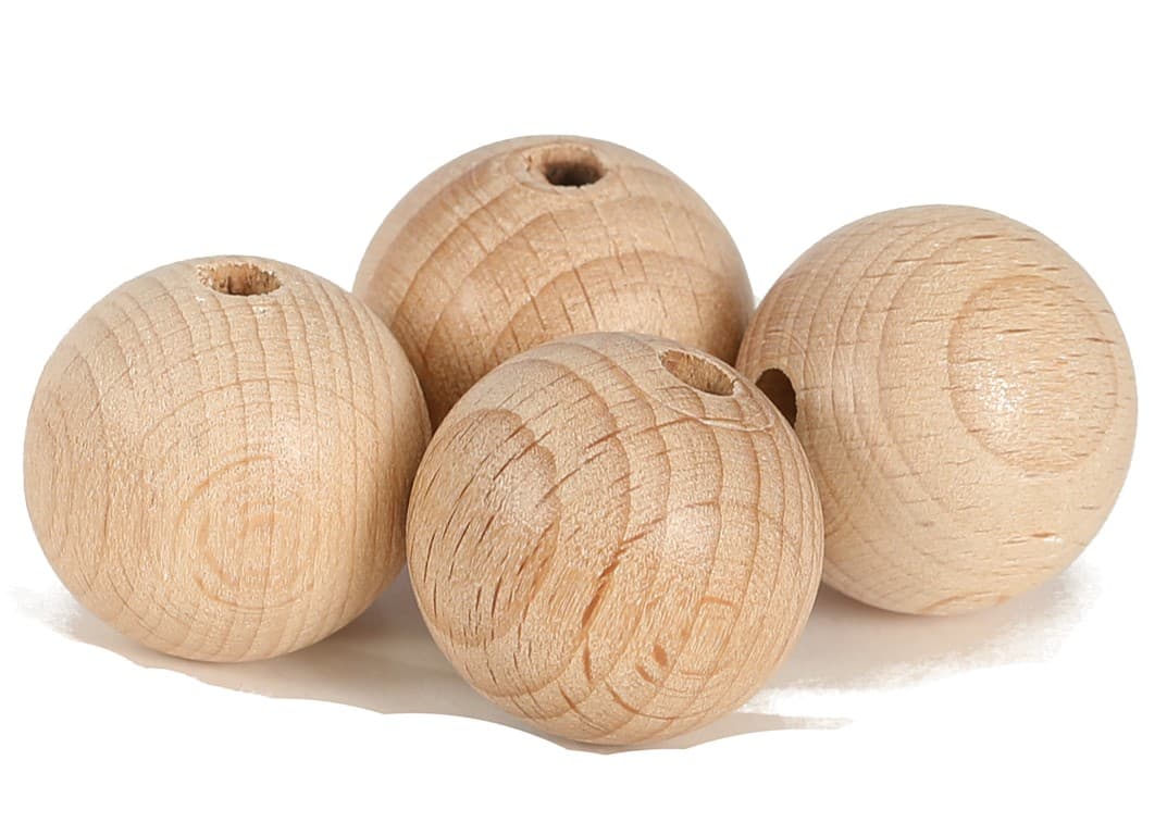 Korale, perły drewniane z dziurką, śr.25mm/4szt