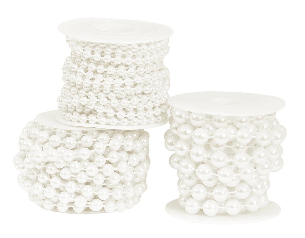 Perełki na sznurku,  śr 6mm/3mb, białe