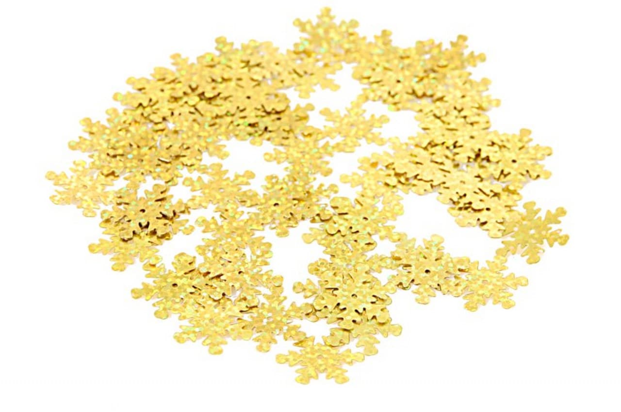 Cekiny śnieżynki 20mm/5gram złote brokat