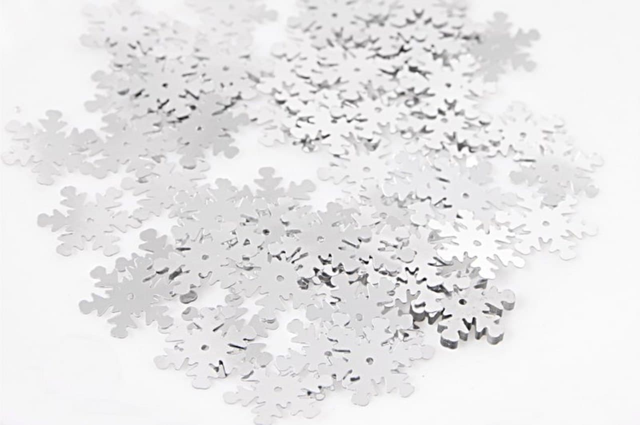 Cekiny śnieżynki 20mm/5gram srebrne