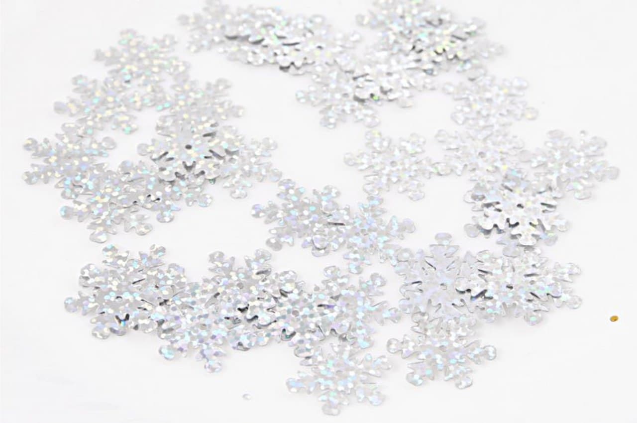 Cekiny śnieżynki 20mm/5gram srebrne brokat