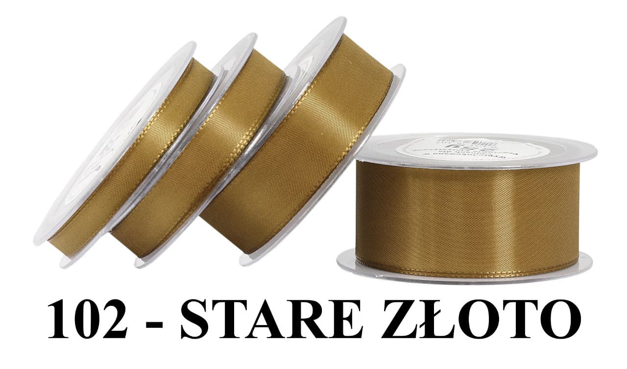 Wstążka z tafty, 15mm/22mb, stare złoto