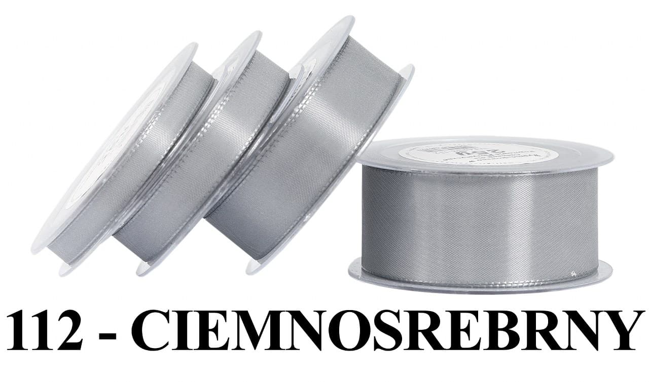 Wstążka z tafty, 15mm/22mb, ciemnosrebrna