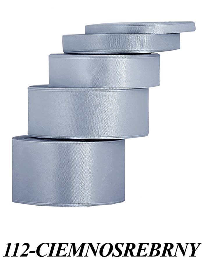 Wstążka satynowa 6mm/32mb, ciemnosrebrna