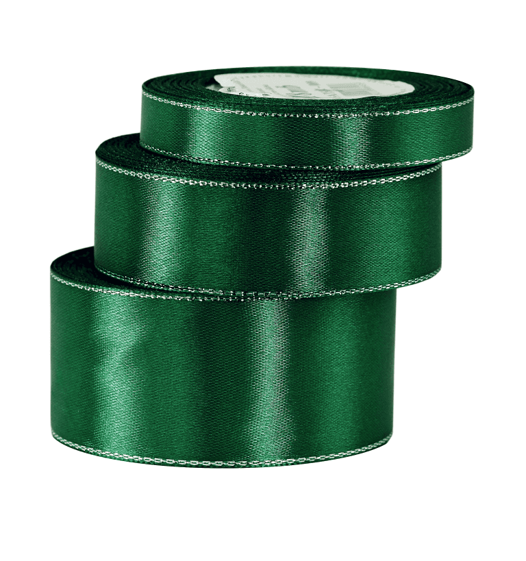 Wstążka satynowa srebrne pasy, 12mm/18mb, butelka