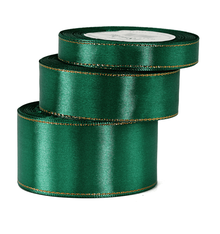 Wstążka satynowa złote pasy, 12mm/18mb, butelka