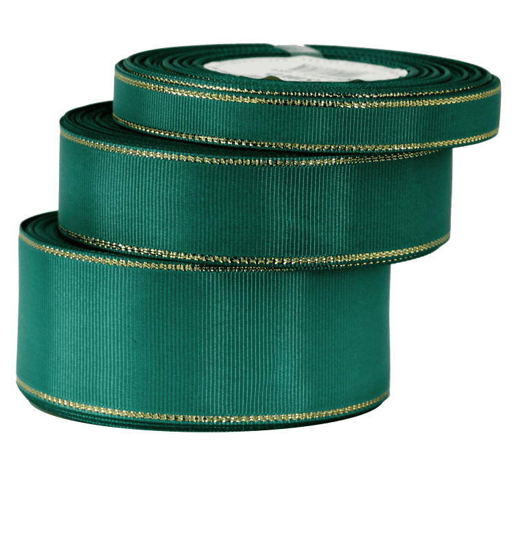 Wstążka rypsowa w złote pasy, 38mm/18mb, butelka