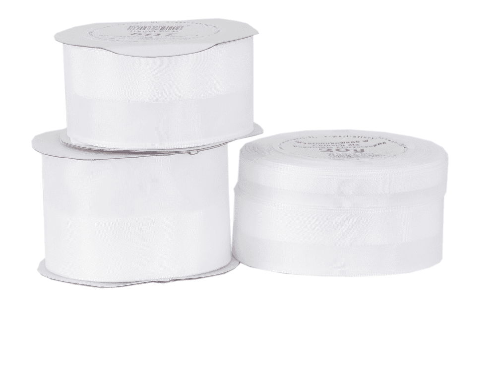 Wstążka pół atłas/ pół szyfon, 25mm/18mb, biała